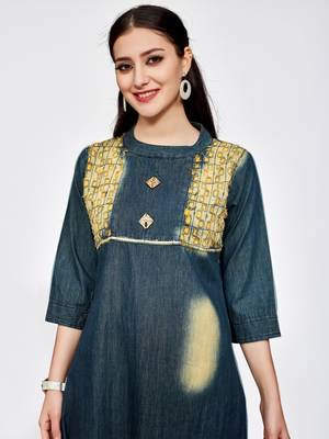 Green plain cotton kurti 4
