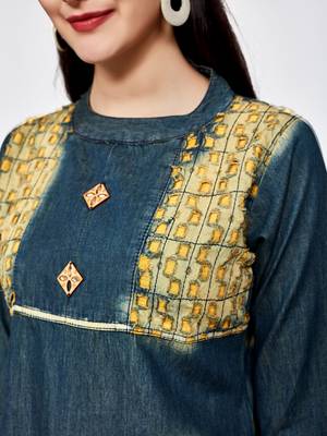 Green plain cotton kurti 5