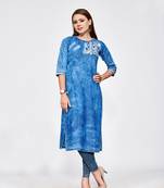 Blue plain cotton kurti