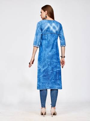 Blue plain cotton kurti 2