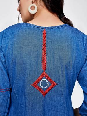 Blue plain cotton kurti 5