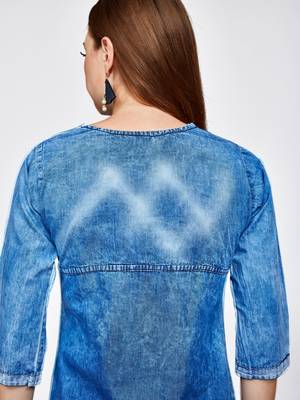 Blue plain cotton kurti 5