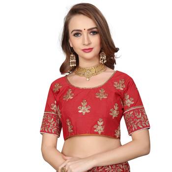 Cream Embroidered Satin Saree With Blouse 4
