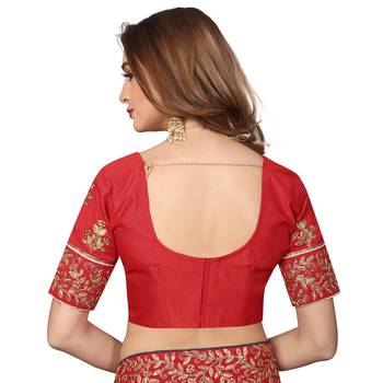 Cream Embroidered Satin Saree With Blouse 5
