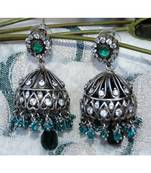 Sea Green Silver Jhumka Earrings