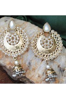 Pearl Golden Jhumka Earrings