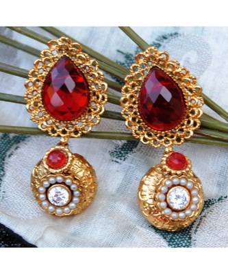 Golden Red Dangler Earrings 1