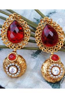 Golden Red Dangler Earrings