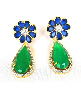 Sapphire Emerald Dangler Earrings 1