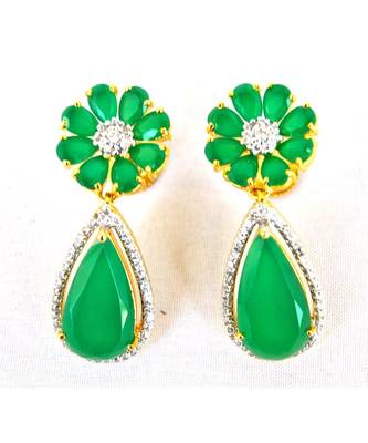 Floral Emerald Dangler Earrings 1
