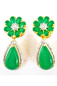 Floral Emerald Dangler Earrings