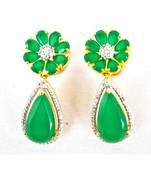 Floral Emerald Dangler Earrings