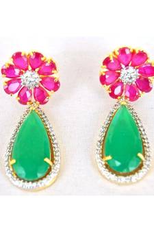 Ruby Emerald Dangler Earrings