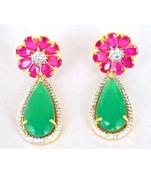 Ruby Emerald Dangler Earrings
