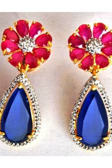 Ruby Sapphire Dangler Earrings