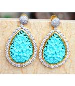 Blue Carved Diamond Dangler Earrings