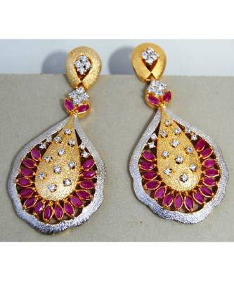 Gold Ruby Dangler Earrings 1