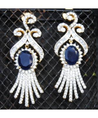 Sapphire Diamond Dangler Earrings 1