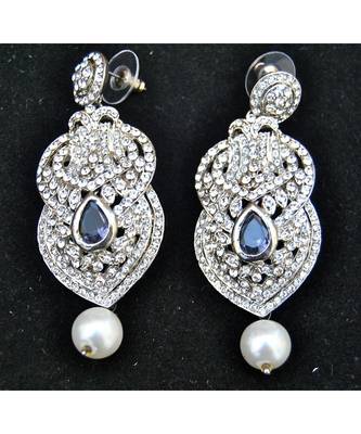 Crystal Dangler Earrings with Pearl Drop 1