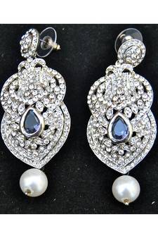 Crystal Dangler Earrings with Pearl Drop