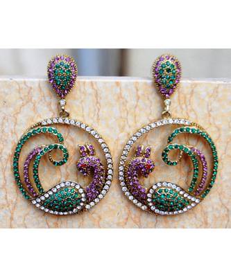 Peacock Crystal Dangler Earrings 1