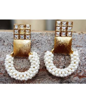 Pearl Gold Loop Earrings 1