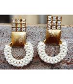 Pearl Gold Loop Earrings