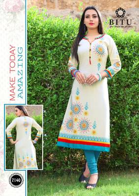 Off white printed cotton kurtas-and-kurtis 1