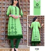 Green printed cotton kurtas-and-kurtis