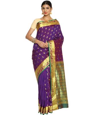 Purple Paithani Art Silk Saree with Blouse 1