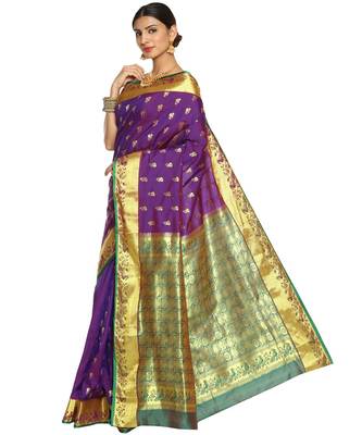 Purple Paithani Art Silk Saree with Blouse 2