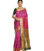 Fuchsia Paithani Art  Silk Saree with Blouse