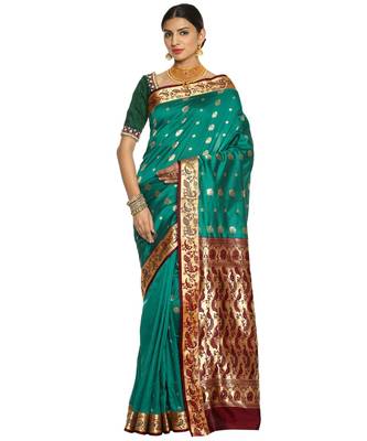 Green Paithani Art Silk Saree with Blouse 1