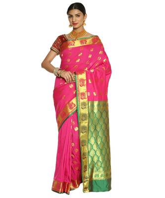 Fuchsia Paithani Art  Silk Saree with Blouse 1