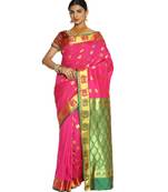 Fuchsia Paithani Art  Silk Saree with Blouse
