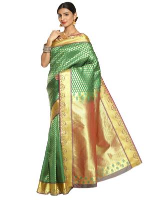Green Kanjeevaram Art Silk Saree with Blouse 2