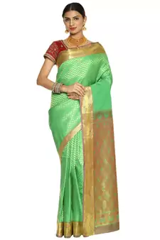 Green Kanjeevaram Art Silk Saree with Blouse