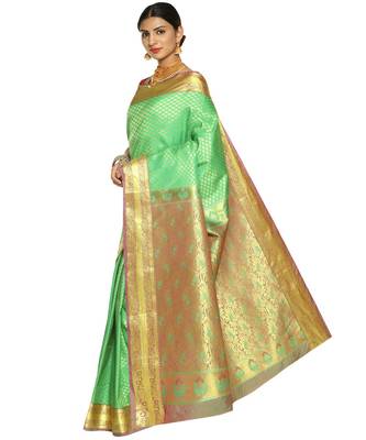 Green Kanjeevaram Art Silk Saree with Blouse 2