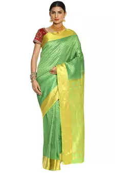 Green Kanjeevaram Art Silk Saree with Blouse