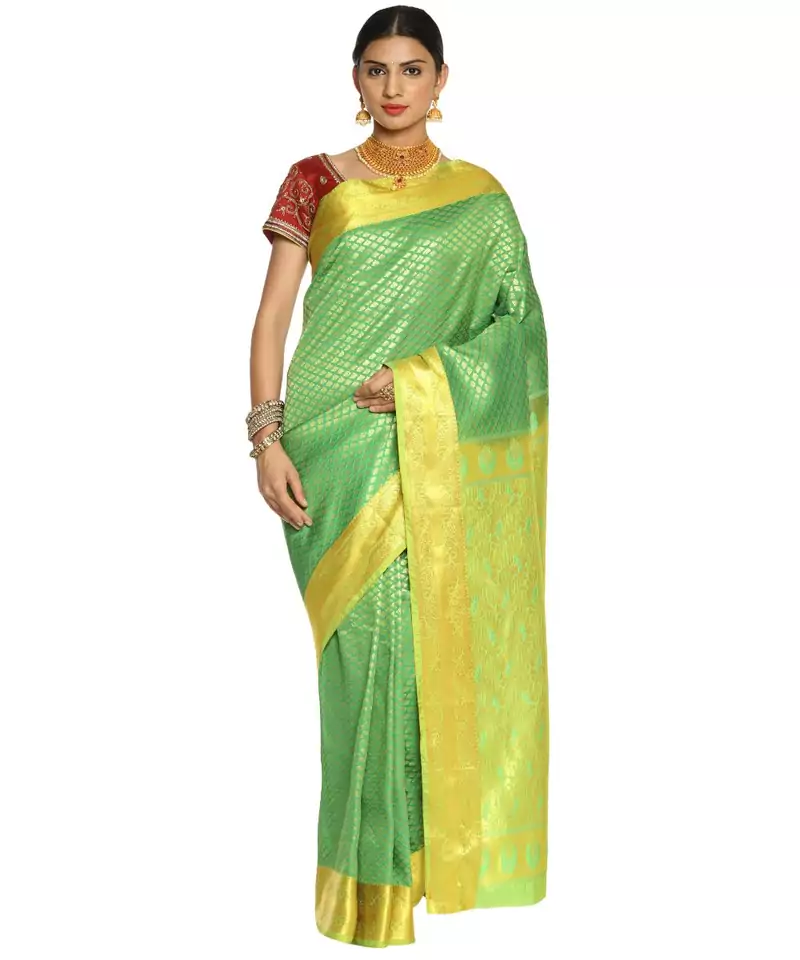 Green Kanjeevaram Art Silk Saree with Blouse