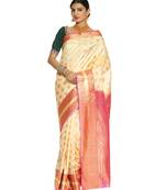 Beige Kanjeevaram  Art Silk Saree with Blouse