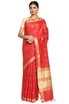 Red Bhagalpuri Art Silk Saree with Blouse
