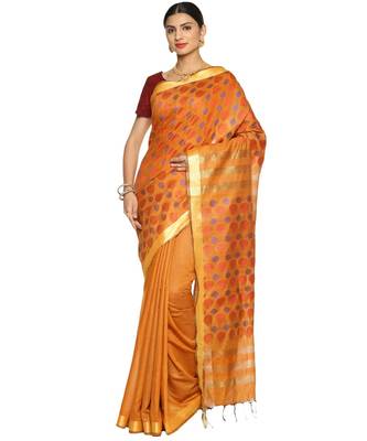 Rust Bhagalpuri Art Silk Saree with Blouse 1