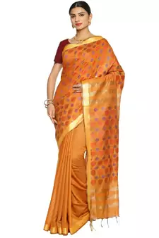 Rust Bhagalpuri Art Silk Saree with Blouse