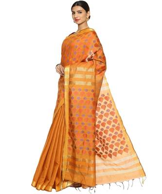 Rust Bhagalpuri Art Silk Saree with Blouse 2