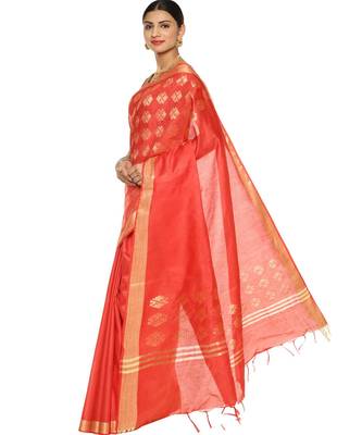 Red Bhagalpuri Art Silk Saree with Blouse 2