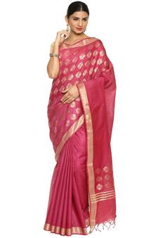 Wine Bhagalpuri Art Silk Saree with Blouse