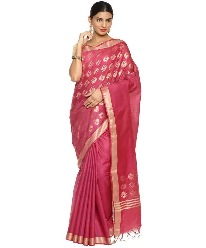 Wine Bhagalpuri Art Silk Saree with Blouse
