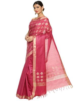 Wine Bhagalpuri Art Silk Saree with Blouse 2