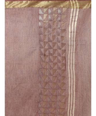 brown woven art silk saree with blouse 3